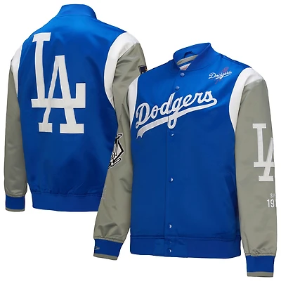 Men's Mitchell & Ness Royal/Gray Los Angeles Dodgers Cooperstown Collection Team Origins Satin Full-Snap Jacket