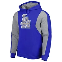 Chandail à capuchon en molleton couleurs contrastées des Los Angeles Dodgers Mitchell & Ness pour homme, bleu roi/gris chiné