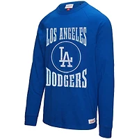 T-shirt à manches longues flammé avec logo arqué Royal Los Angeles Dodgers de Mitchell & Ness pour homme