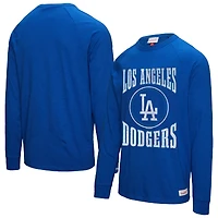 T-shirt à manches longues flammé avec logo arqué Royal Los Angeles Dodgers de Mitchell & Ness pour homme