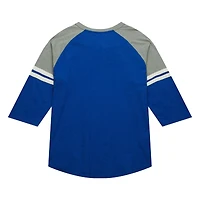 Mitchell & Ness Royal Los Angeles Dodgers Cooperstown Collection T-shirt légendaire Raglan Slub Henley à manches 3/4 pour hommes