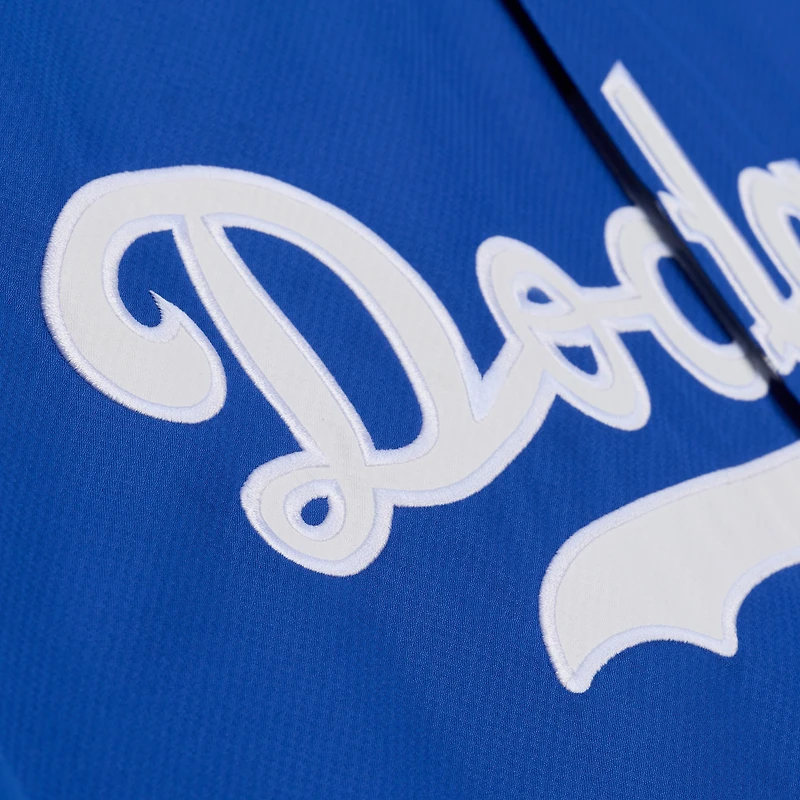Veste d'entraîneur à capuche Mitchell & Ness Royal Los Angeles Dodgers pour homme, fermeture boutons-pression.