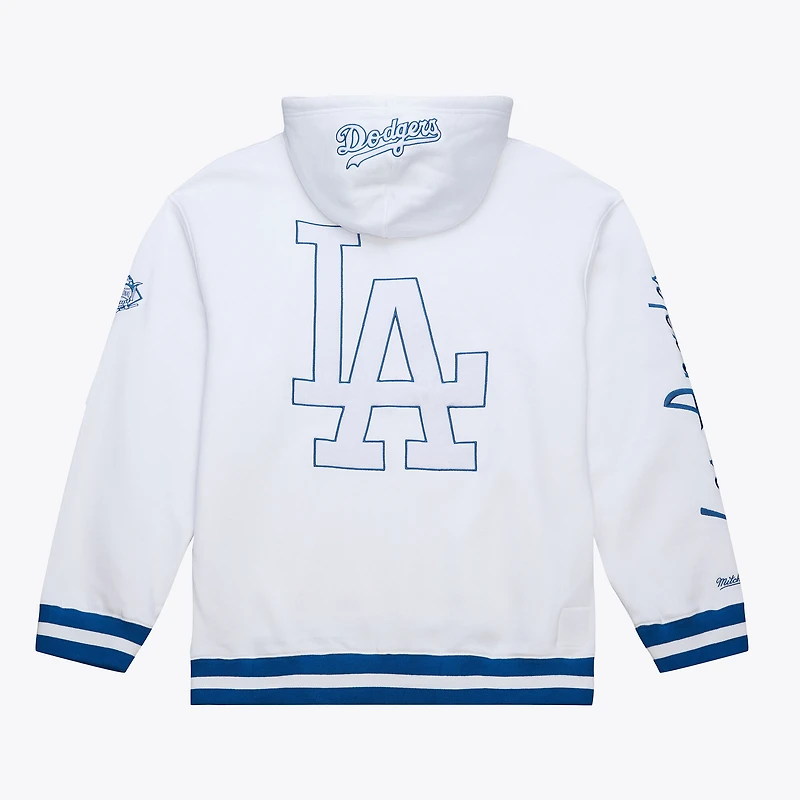 Sweat à capuche en polaire Mitchell & Ness blanc Los Angeles Dodgers Cooperstown Collection pour homme