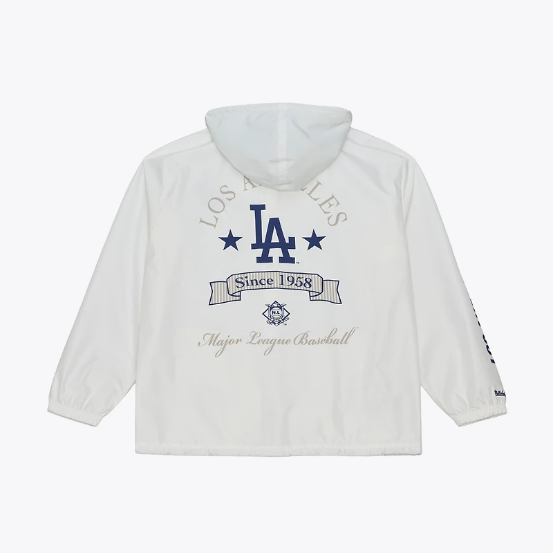 Men's Mitchell & Ness White Los Angeles Dodgers Yacht Rock Coaches Full-Snap Hooded Windbreaker Jacket