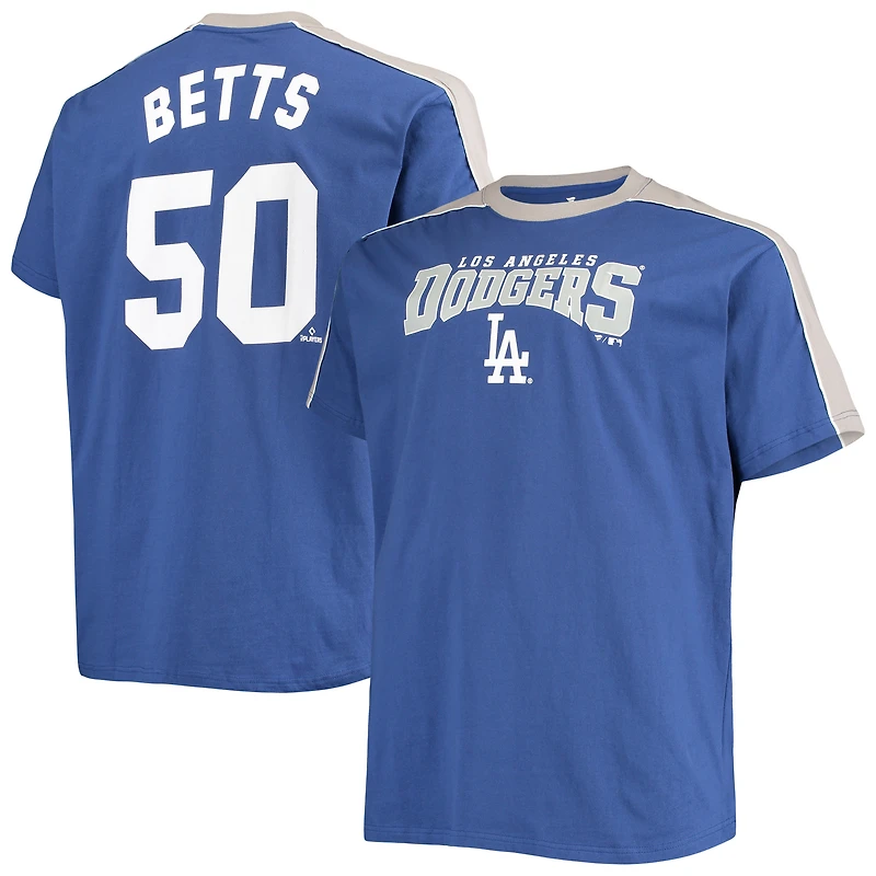 T-shirt Mookie Betts Royal/Gris pour hommes des Dodgers de Los Angeles Big & Tall Fashion Piping Player