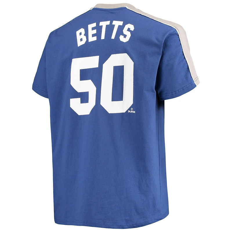 T-shirt Mookie Betts Royal/Gris pour hommes des Dodgers de Los Angeles Big & Tall Fashion Piping Player
