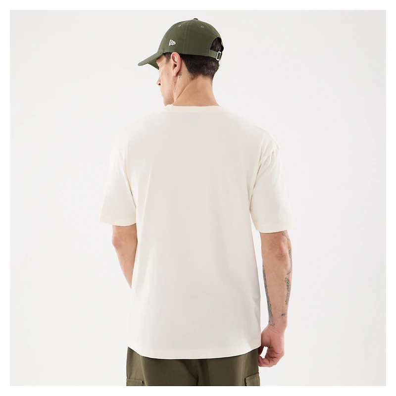 Men's New Era Beige Los Angeles Dodgers Lifestyle Coat of Arms Flocking T-Shirt
