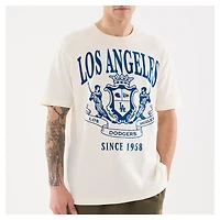Men's New Era Beige Los Angeles Dodgers Lifestyle Coat of Arms Flocking T-Shirt