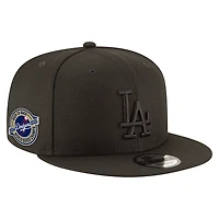 Casquette New Era noire pour homme Los Angeles Dodgers, écusson latéral rond « Back to Back Champions », taille ajustable 9FIFTY