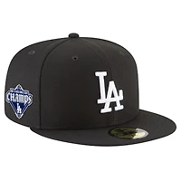 Men's New Era Black Los Angeles Dodgers 2024/25 Back-to-Back Champions Diamond Side Patch 59FIFTY Fitted Hat