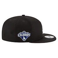 Men's New Era Black Los Angeles Dodgers 2024/25 Back-to-Back Champions Diamond Side Patch 9FIFTY Snapback Hat