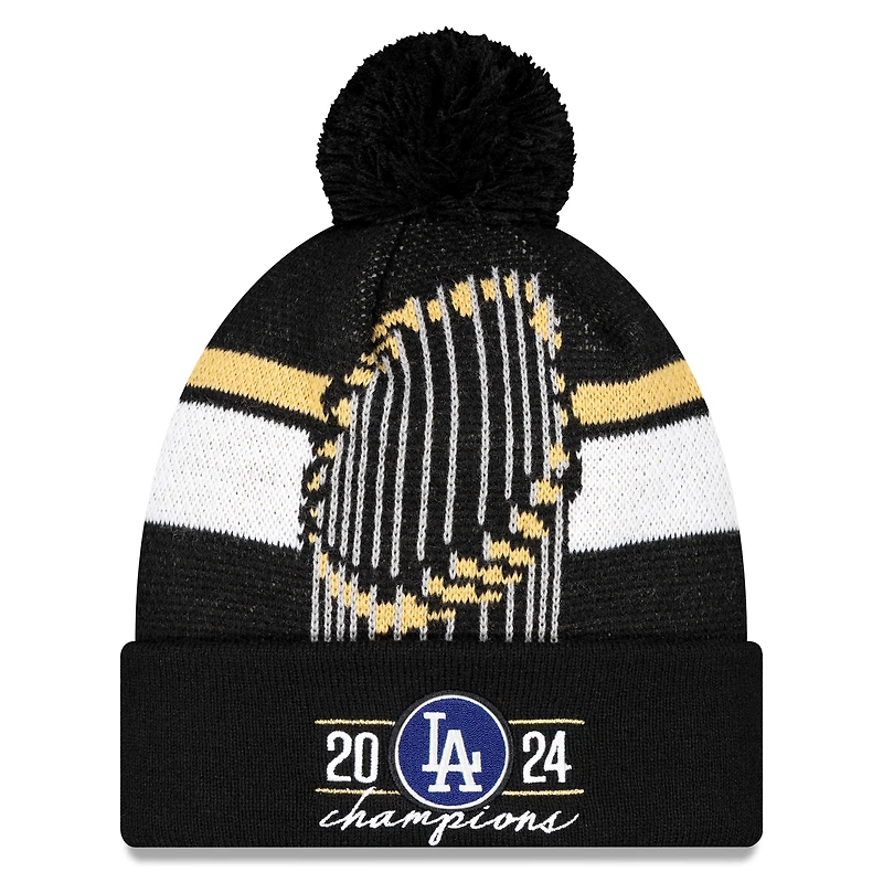 Pull à revers en tricot avec pompon Los Angeles Dodgers 2024 World Series Champions pour hommes New Era noir