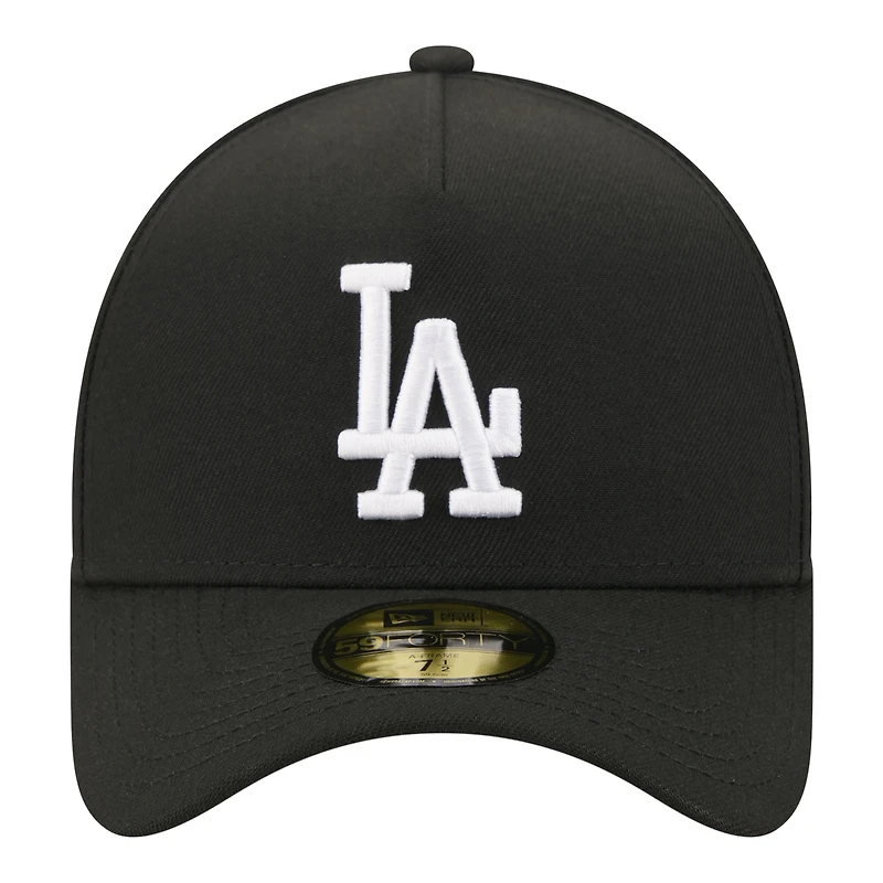Casquette ajustée New Era 59FORTY noire pour homme, Los Angeles Dodgers, modèle A-Frame.