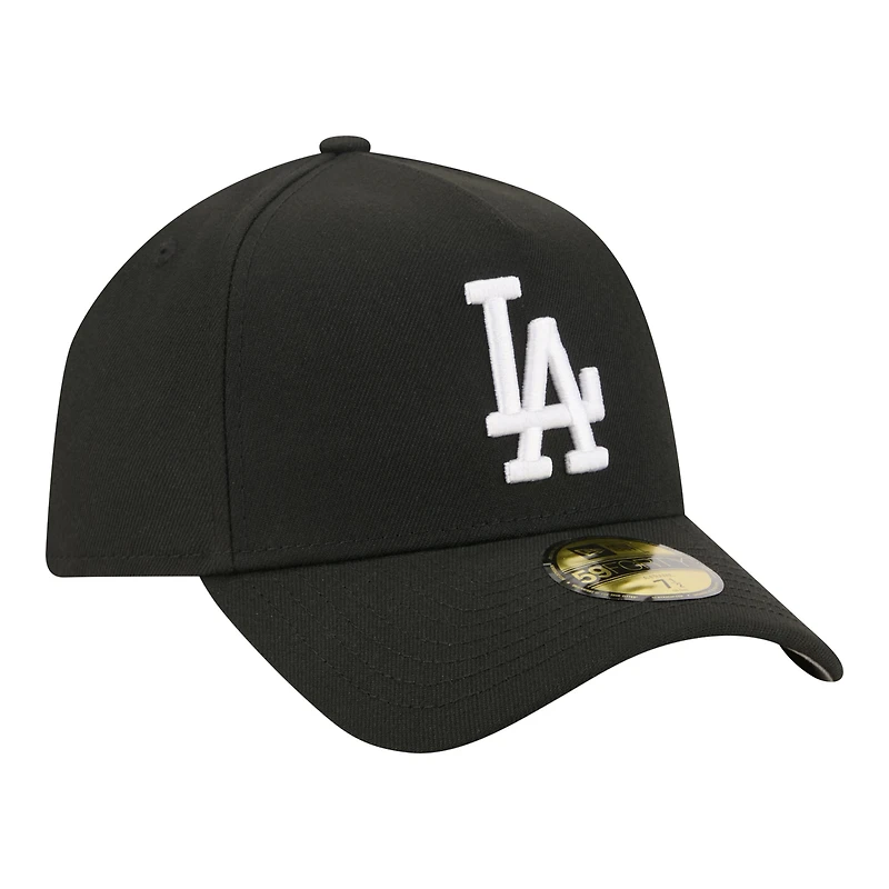 Casquette ajustée New Era 59FORTY noire pour homme, Los Angeles Dodgers, modèle A-Frame.