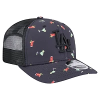 Men's New Era Black Los Angeles Dodgers Adventure Drinks Pattern 9SEVENTY Stretch-Snap Hat