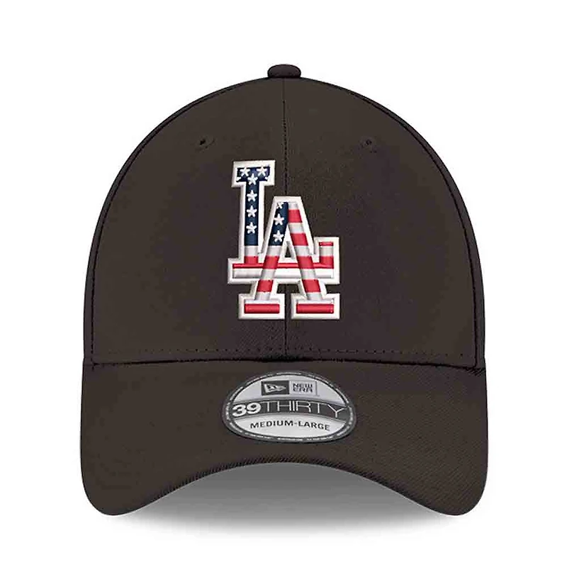 Casquette New Era noire pour homme Los Angeles Dodgers America 250 39THIRTY Flex