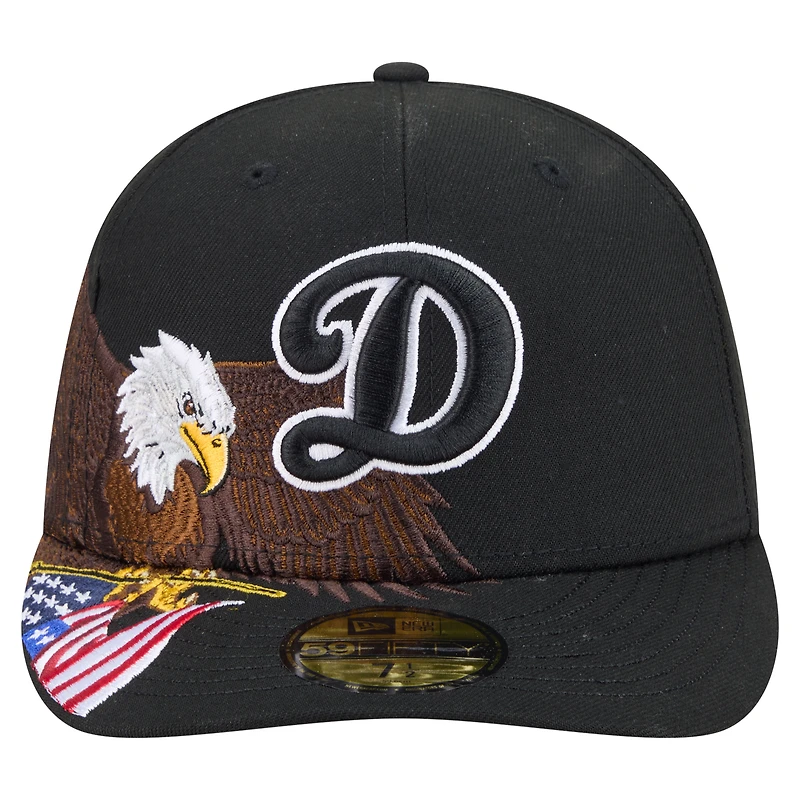 Men's New Era Black Los Angeles Dodgers Americana Bald Eagle Pre-Curved 59FIFTY Fitted Hat
