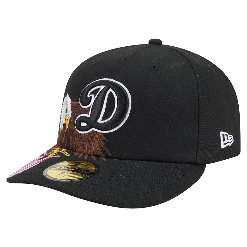 Men's New Era Black Los Angeles Dodgers Americana Bald Eagle Pre-Curved 59FIFTY Fitted Hat
