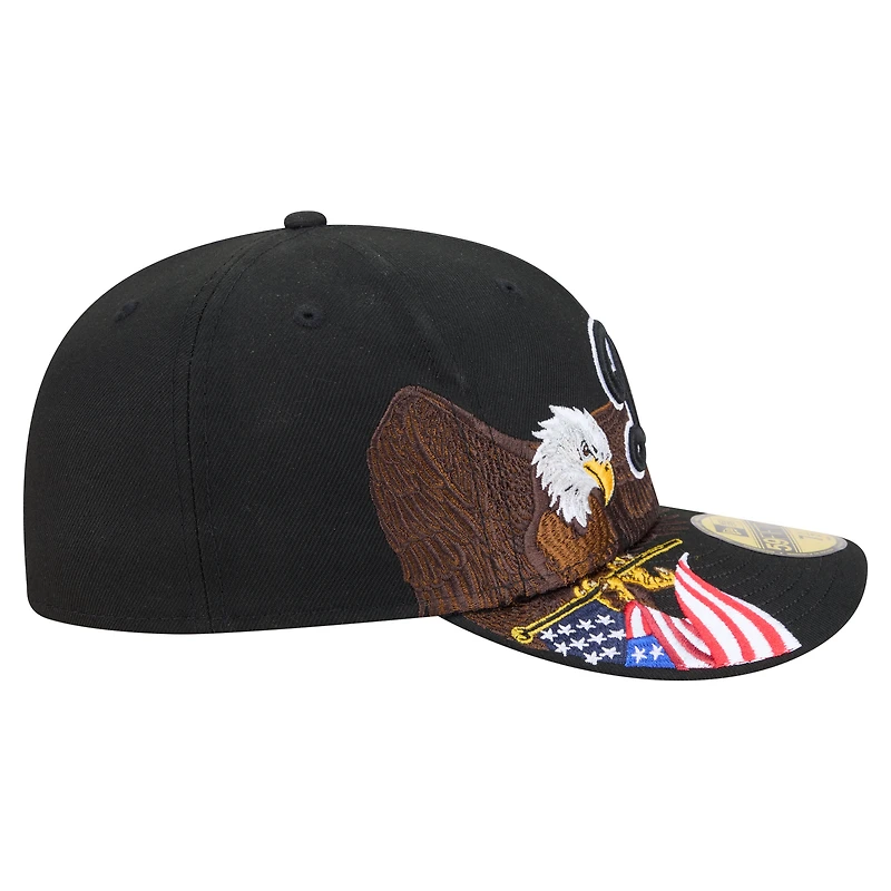 Casquette ajustée New Era 59FIFTY noire pour homme, Los Angeles Dodgers, motif aigle à tête blanche, style Americana.
