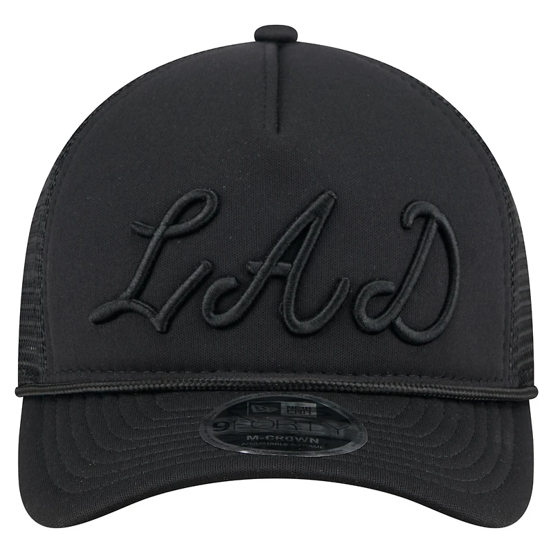 Casquette camionneur ajustable 9FORTY A-Frame M-Crown noire New Era pour homme avec logo City Initial des Los Angeles Dodgers