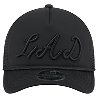 Casquette camionneur ajustable 9FORTY A-Frame M-Crown noire New Era pour homme avec logo City Initial des Los Angeles Dodgers