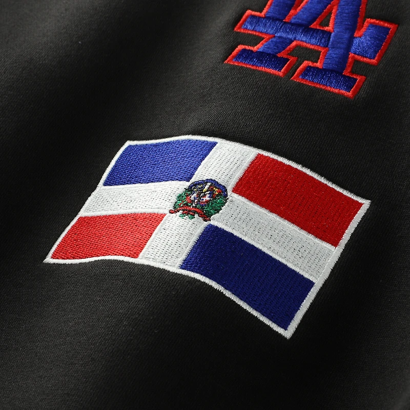 Sweat à capuche New Era noir pour homme, Los Angeles Dodgers, drapeau de la République dominicaine