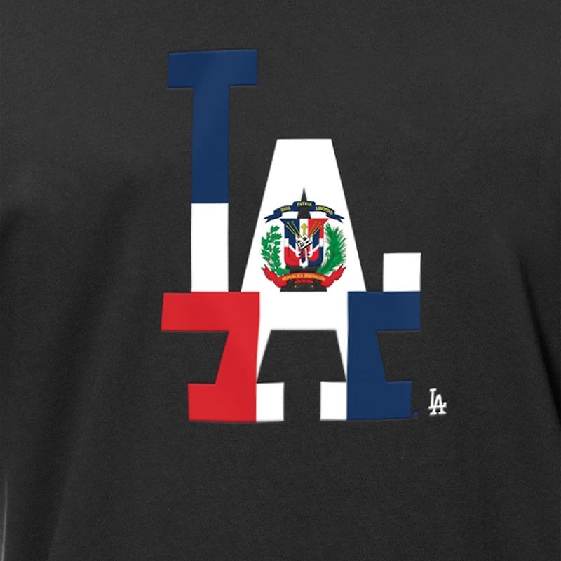 Men's New Era Black Los Angeles Dodgers Dominican Republic Flag Logo T-Shirt