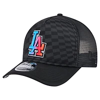 Men's New Era Black Los Angeles Dodgers Gradient 9FORTY A-Frame M-Crown Trucker Adjustable Hat