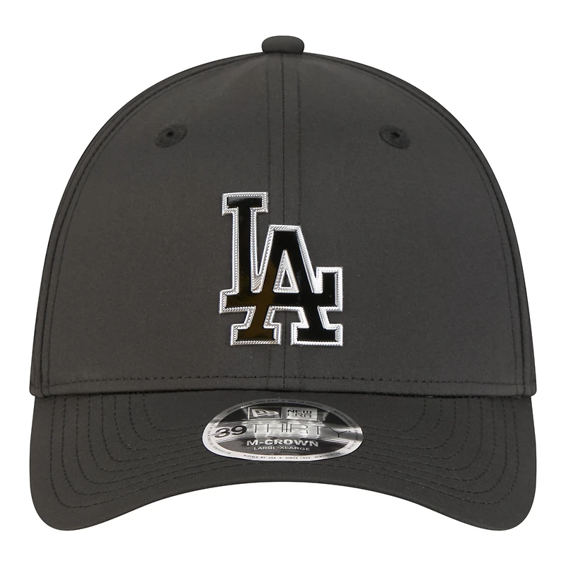 Men's New Era  Black Los Angeles Dodgers Metallic 39THIRTY M-Crown Flex Hat
