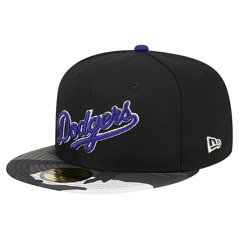 Casquette ajustée 59FIFTY camouflage métallisé New Era noire des Los Angeles Dodgers pour hommes