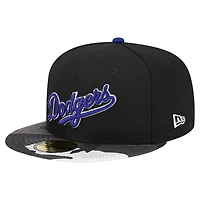 Casquette ajustée 59FIFTY camouflage métallisé New Era noire des Los Angeles Dodgers pour hommes