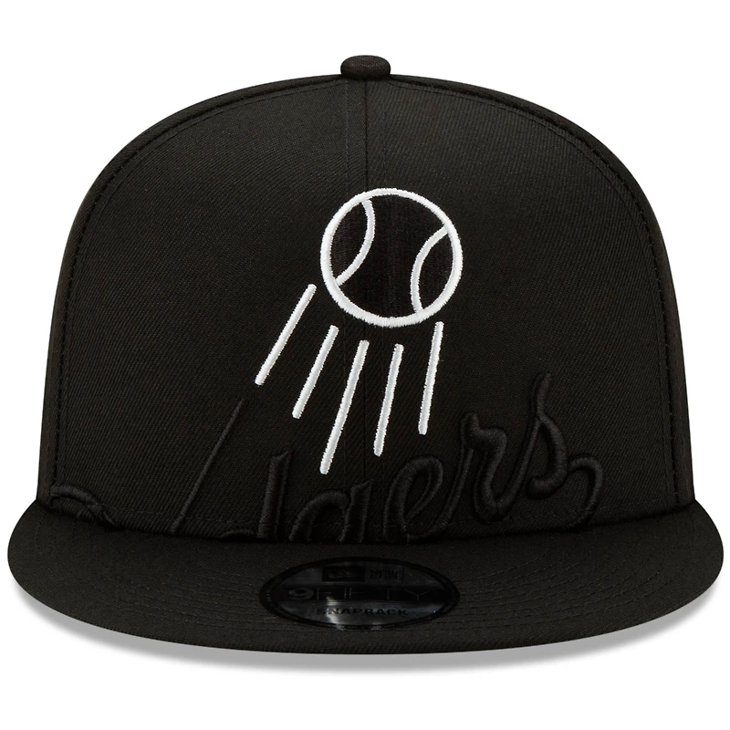 Men's New Era Black Los Angeles Dodgers Monochrome Logo Elements 9FIFTY Adjustable Snapback Hat