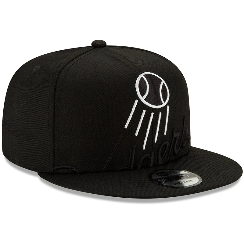 Casquette New Era 9FIFTY ajustable pour homme, noire, Los Angeles Dodgers, logo monochrome