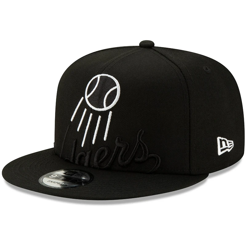 Casquette New Era 9FIFTY ajustable pour homme, noire, Los Angeles Dodgers, logo monochrome