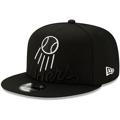 Casquette New Era 9FIFTY ajustable pour homme, noire, Los Angeles Dodgers, logo monochrome