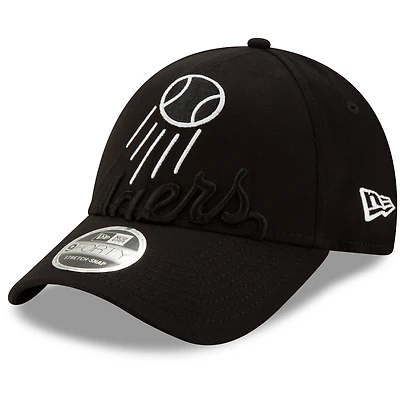 Men's New Era Black Los Angeles Dodgers Monochrome Logo Elements Stretch Snapback 9FORTY Adjustable Hat