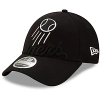Men's New Era Black Los Angeles Dodgers Monochrome Logo Elements Stretch Snapback 9FORTY Adjustable Hat