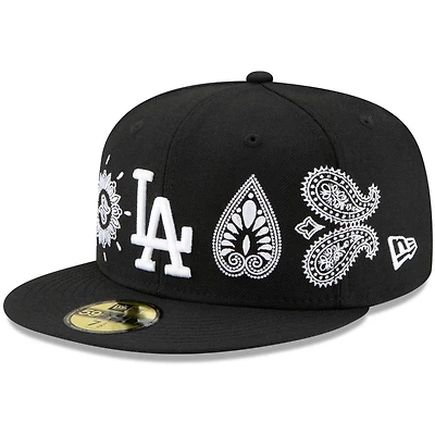Men's New Era Black Los Angeles Dodgers Paisley Elements 59FIFTY Fitted Hat