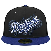 Men's New Era Black Los Angeles Dodgers Shadow Stitch 59FIFTY Fitted Hat