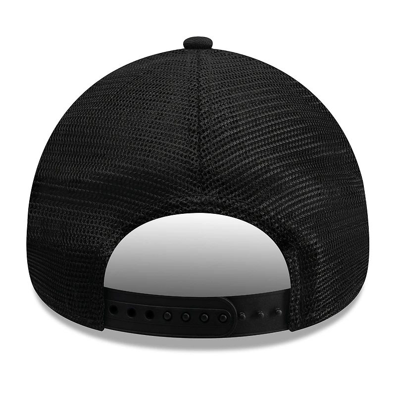Men's New Era Black Los Angeles Dodgers Side Script 9FORTY A-Frame Trucker Adjustable Hat
