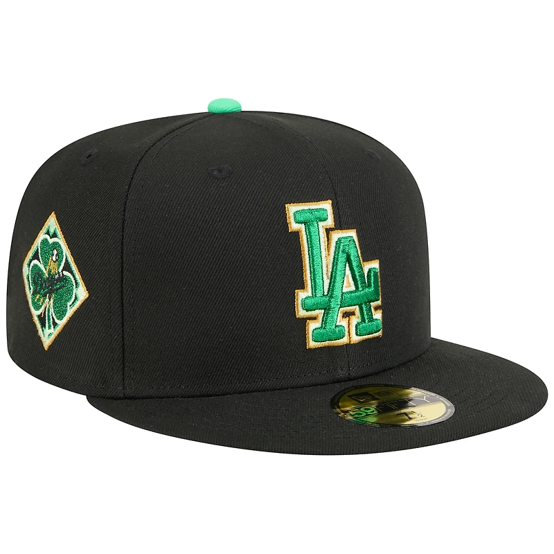 Casquette ajustée New Era 59FIFTY noire pour homme, Los Angeles Dodgers, édition spéciale Saint-Patrick
