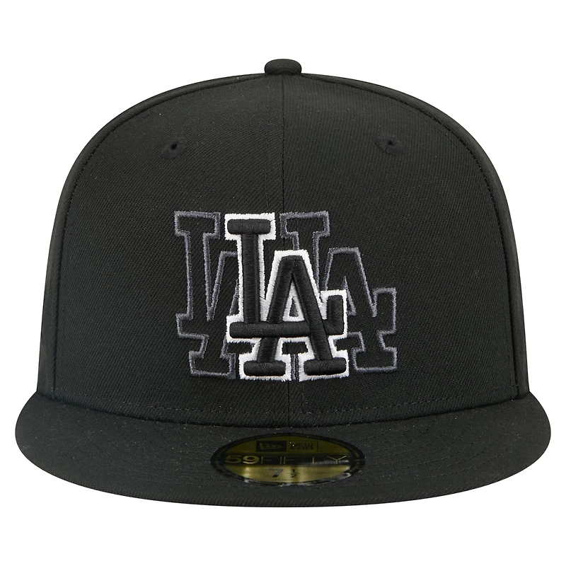 Men's New Era Black Los Angeles Dodgers Tri-Hit 59FIFTY Fitted Hat