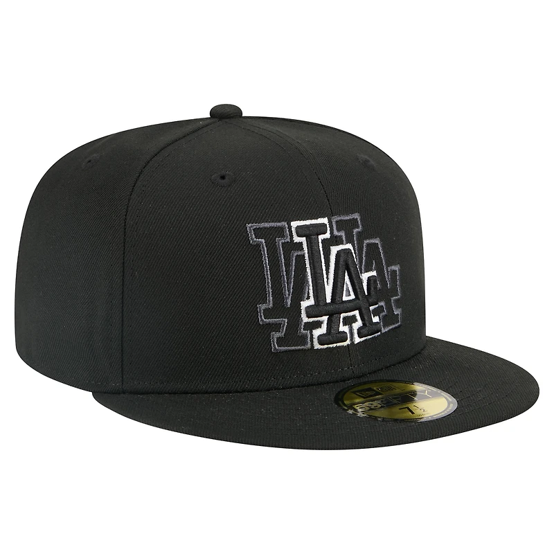 Men's New Era Black Los Angeles Dodgers Tri-Hit 59FIFTY Fitted Hat
