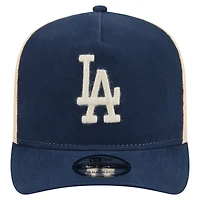 Men's New Era  Blue/Natural Los Angeles Dodgers Grained 9FIFTY A-Frame Trucker Adjustable Hat