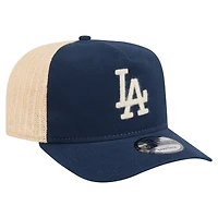 Men's New Era  Blue/Natural Los Angeles Dodgers Grained 9FIFTY A-Frame Trucker Adjustable Hat