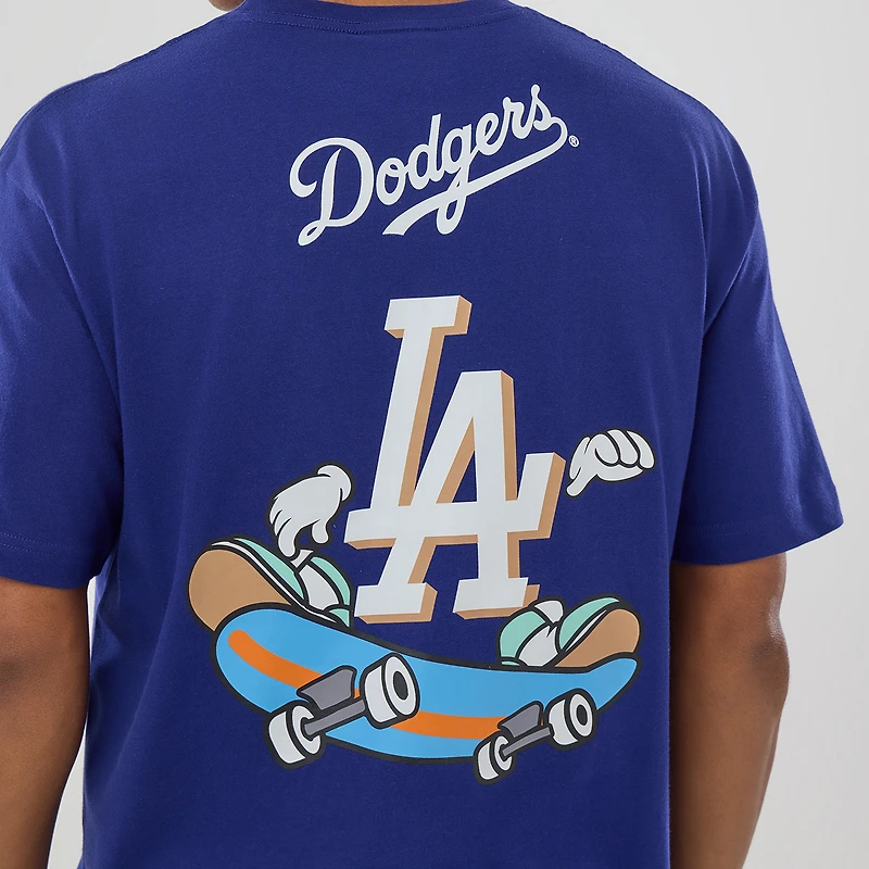 T-shirt New Era bleu pour homme Los Angeles Dodgers Spring Injection avec motif dessin animé