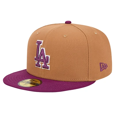 Pack de couleurs bicolores 59FIFTY New Era pour hommes, marron/violet, Los Angeles Dodgers - Casquette ajustée