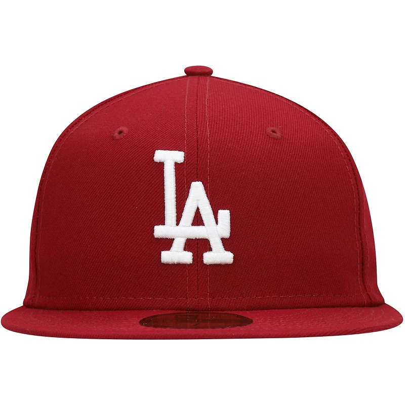 Men's New Era Cardinal Los Angeles Dodgers White Logo 59FIFTY Fitted Hat