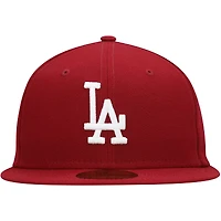 Men's New Era Cardinal Los Angeles Dodgers White Logo 59FIFTY Fitted Hat