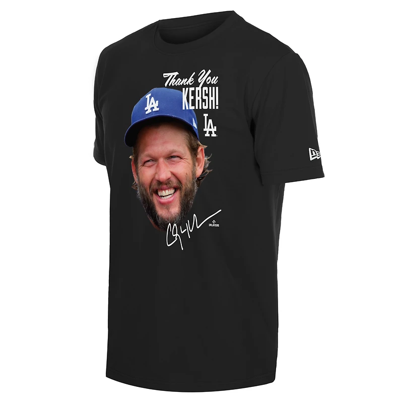 T-shirt New Era pour homme, noir, avec photo de retraite Clayton Kershaw, Los Angeles Dodgers
